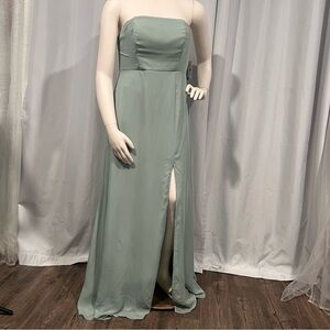 Birdy Grey Strapless Green Slit Gown